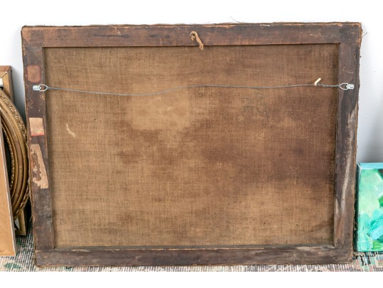 Antique Oil On Canvas, Still Life With Fruit And Basket