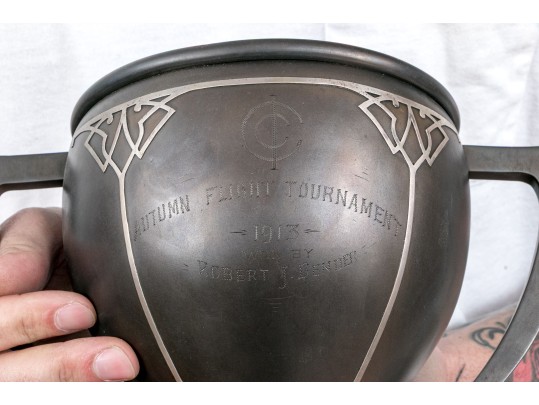 Heintz Art Metal Sterling On Bronze Trophy Cup, Flight Tournament, 1913