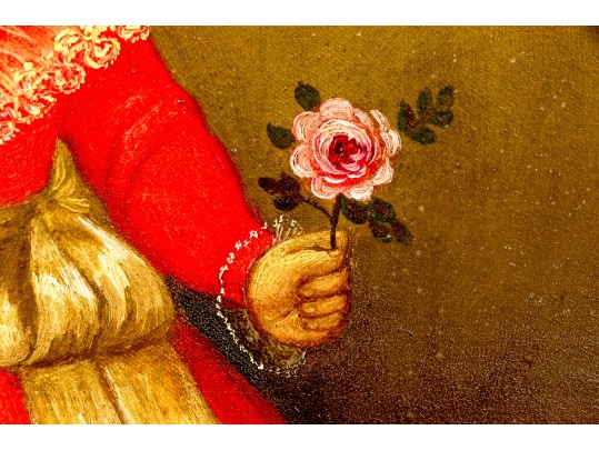 Horacio Rentería Rocha (Mexican, 1912-1972) Oil On Canvas, Girl With Dog And Birds