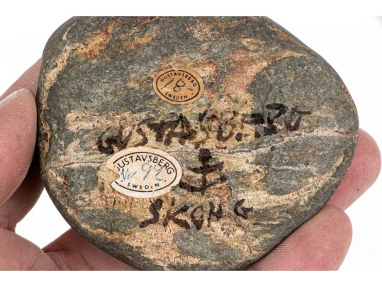 Swedish Gustavsberg Silver Overlay River Stone Paperweight