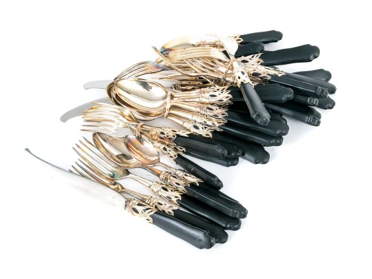 Elegant Art Nouveau Style Flatware Service, Likely Siecle 