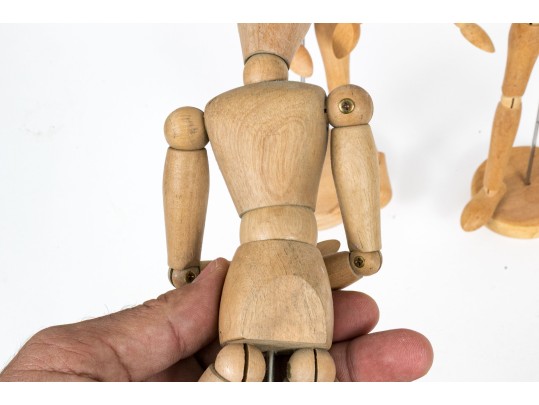 Collection Of Four Articulated Carved Wood Models