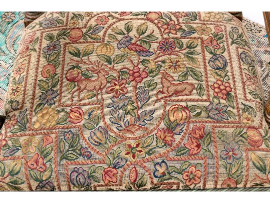 Paior Of Vintage Carved Oak Bobbin Turned Armchairs