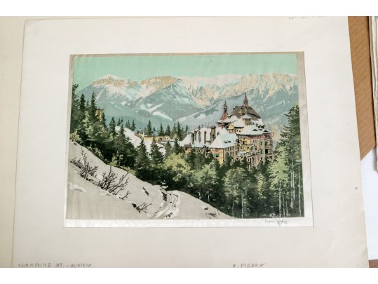 Hans Figura (Austrian, 1898-1978) Folio Of 15 Signed Aquatints And Prints On Silk