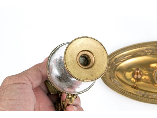 Christian Brass And Crystal Altar Cruet Set