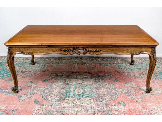 Quality Carved Walnut Louis XV Style Extension Table, Possibly By Auffray
