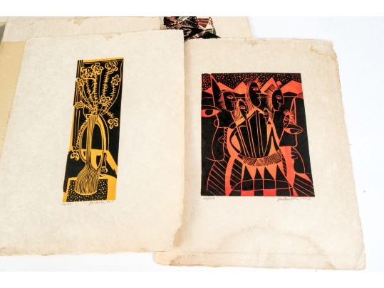 John Murray Barton (American [NY], 1921-2000) Folio Of Signed Ltd Ed Block Prints