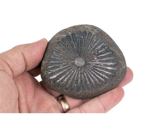 Swedish Gustavsberg Silver Overlay River Stone Paperweight