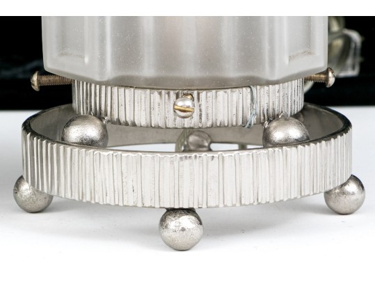 Pair Of French Art Deco Frosted Glass Table Lamps