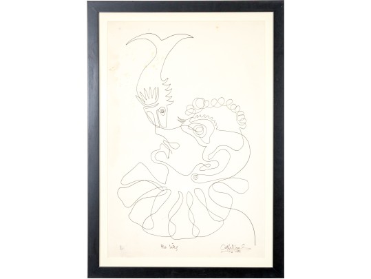 Signed Ltd Ed Lithograph, Clown Balancing A Fish, 1976