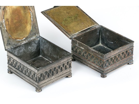 Oscar Bach (American, 1884-1957) Pair Of Hinged Boxes With Neoclassical Figures