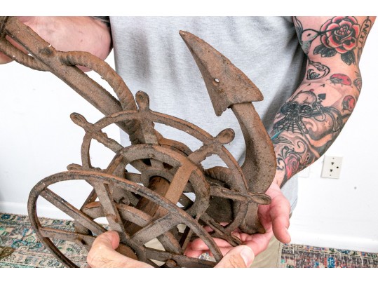 Antique Iron Nautical Rope Or Hose Wheel