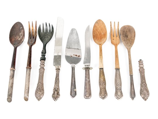Variety Of Serving Utensils Including Sterling Silver Handles
