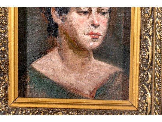 Oil On Board, Portrait Bust Of A Woman