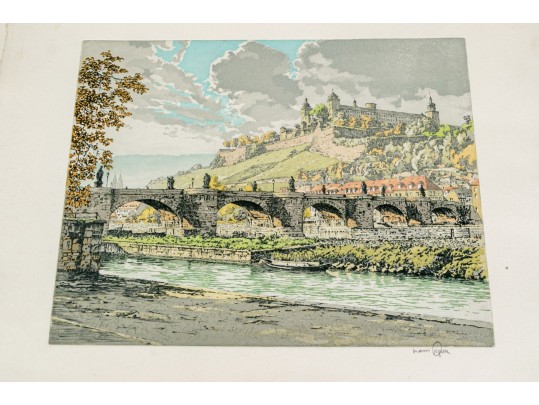 Hans Figura (Austrian, 1898-1978) Folio Of 15 Signed Aquatints And Prints On Silk