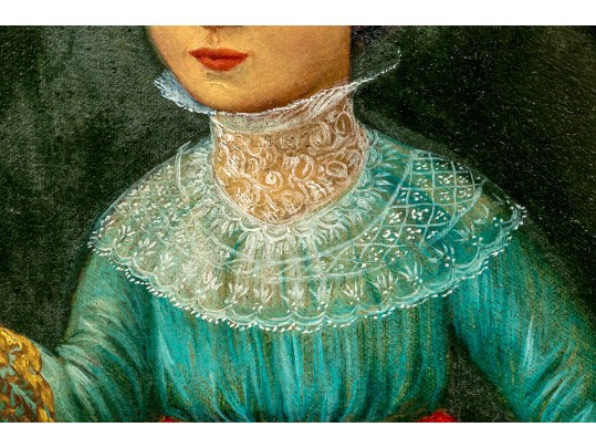 Horacio Rentería Rocha (Mexican, 1912-1972) Oil On Canvas, Girl With Butterflies And Dog