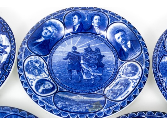 Set Of Five Antique Staffordshire Ceramic Plates