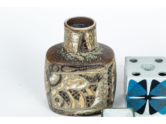 Group Of Three Nils Thorsson Mid-century Royal Copenhagen Painted Ceramics