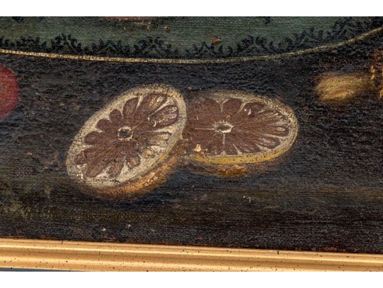 Antique Oil On Canvas, Still Life With Fruit