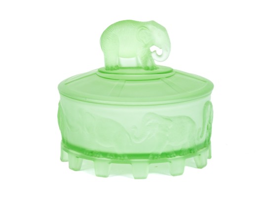 Vintage Lidded Uranium Glass Box