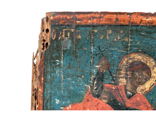 Orthodox Painted Icon Of St. George Slaying A Dragon