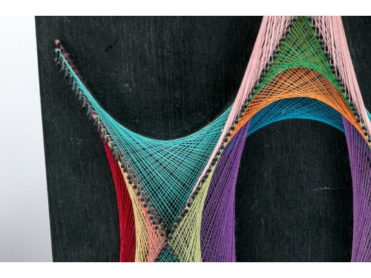 Two Colorful Mid-century String Art Sculptures