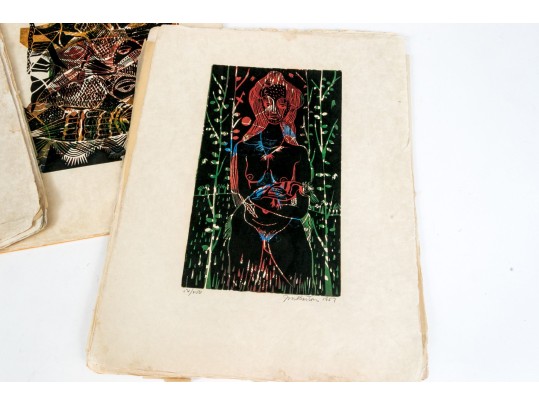 John Murray Barton (American [NY], 1921-2000) Folio Of Signed Ltd Ed Block Prints