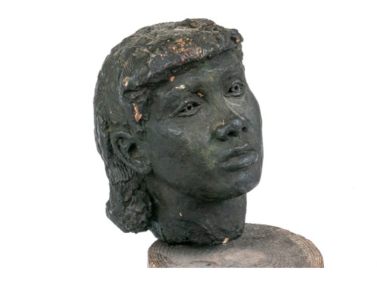 Ceramic Sculpture Of A Head On Trunk Base