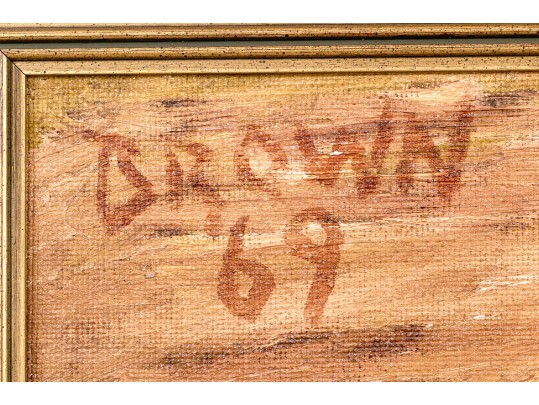 Signed Brown Oil On Board, Portrait Bust Of A Man, 1969