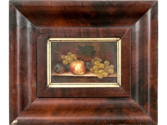 Antique Oil On Panel, Still Life With Fruit