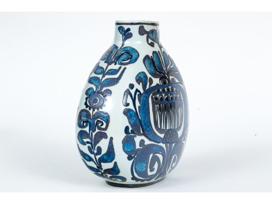 Nils Thorsson Mid-century Royal Copenhagen Painted Ceramic Moonflask Form Vase