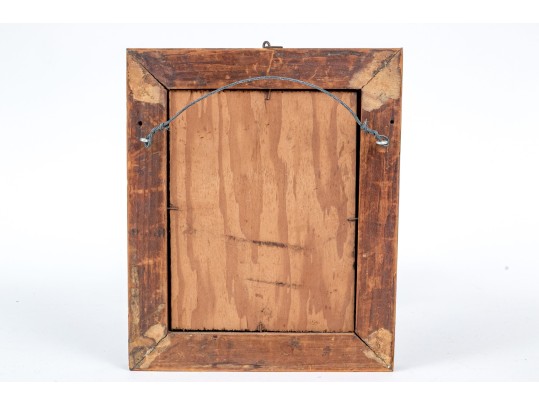 Dimunituve Antique Oil On Panel, Landscape With Figures And Architecture