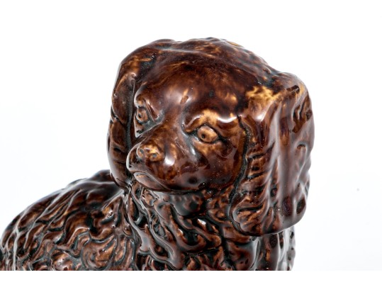 Antique Rockingham/Bennington Glazed Ceramic Spaniel