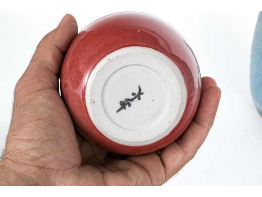 Group Of Five Studio Ware Glazed Pottery Vases