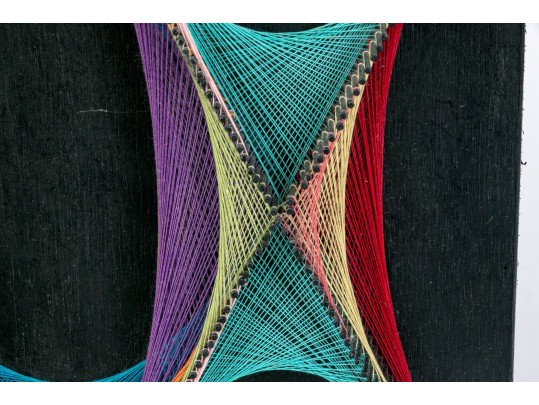 Two Colorful Mid-century String Art Sculptures