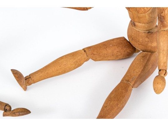 Two Vintage Carved Articulated Mannequins