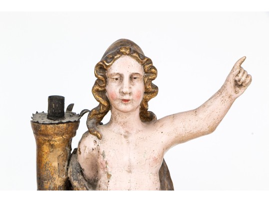 Pair Of Antique Italian Angel Candlesticks