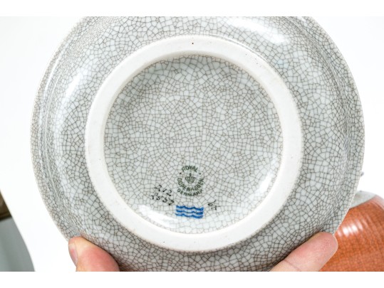 Group Of Five Danish Royal Copenhagen Orange Finished Ceramics