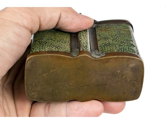 Antique Brass And Shagreen Opium Pipe