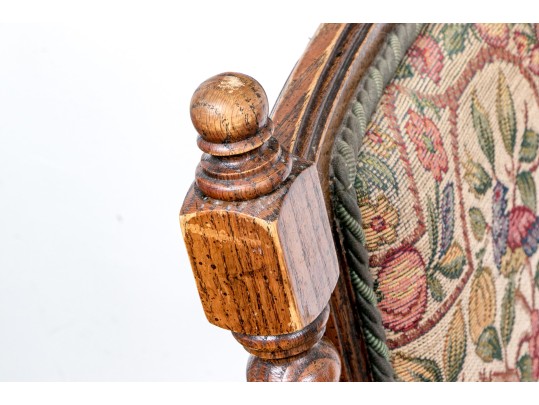 Set Of Four Vintage Carved Oak Bobbin Turned Side Chairs