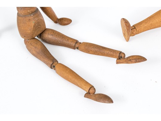 Two Vintage Carved Articulated Mannequins