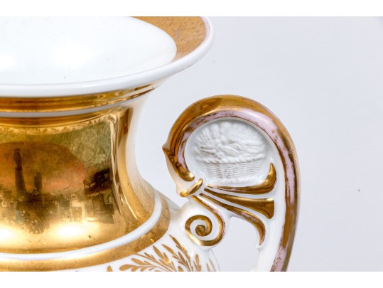 Antique Paris Porcelain Twin Handled Urn, Ca. 1840-1860