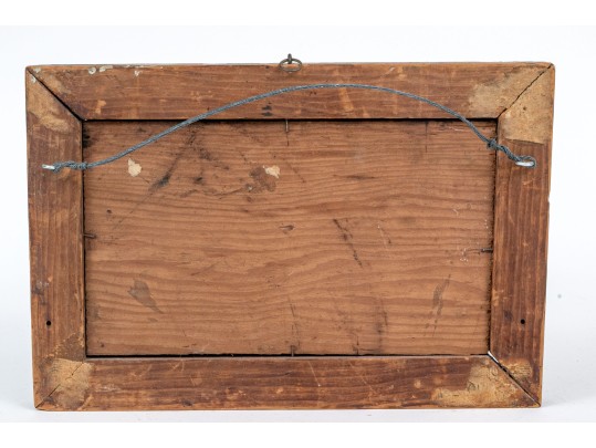 Diminutive Antique Oil On Panel, Coastal Scene At Night