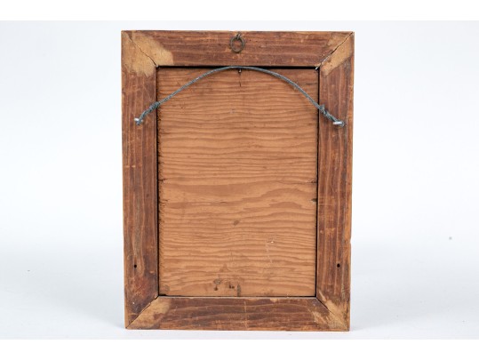 Diminutive Antique Oil On Panel, Mountainous Landscape With Figures