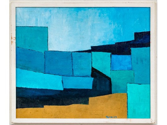 J. Lincoln Signed Acrylic On Board, Abstract, 1958