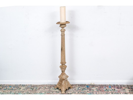 Antique Painted Iron Neoclassical Candle Prick