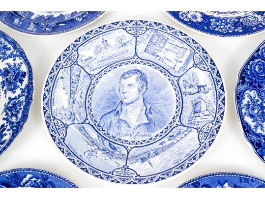 Seven English Transferware Ceramic Plates Including Wedgwood And Adams