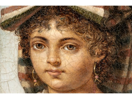 19th C. Italian School Signed Oil On Canvas Portrait Of A Young Woman