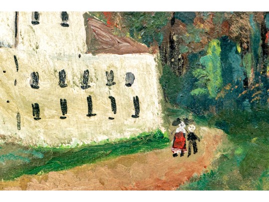 19th C. Oil On Panel, Rural Landscape With Figures