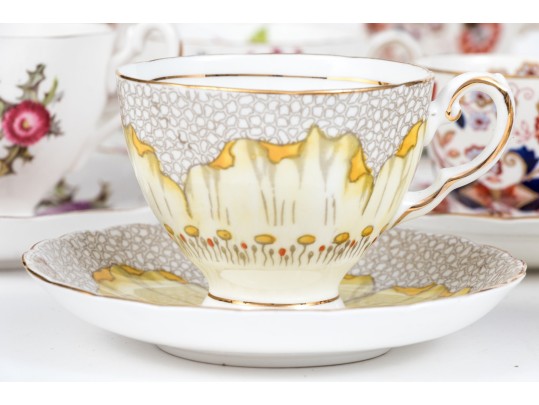 Seventeen Vintage Teacups And Saucers